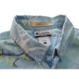 Columbia River Lodge Shirt Short Sleeves Mesh Vent Fishing Blue Mens Large‎